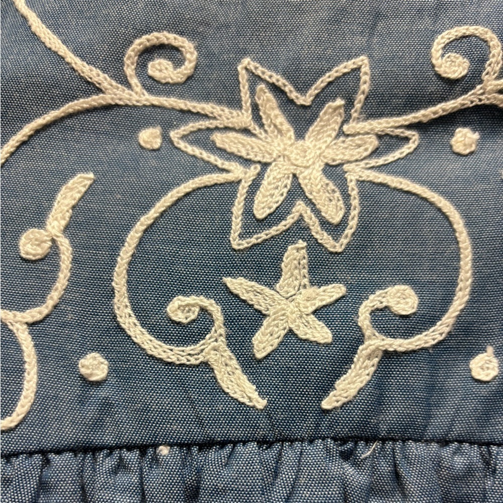Pippa & Julie Embroidered Chambray A-Line Dress Size 12 Months Blue - Picture 3 of 5